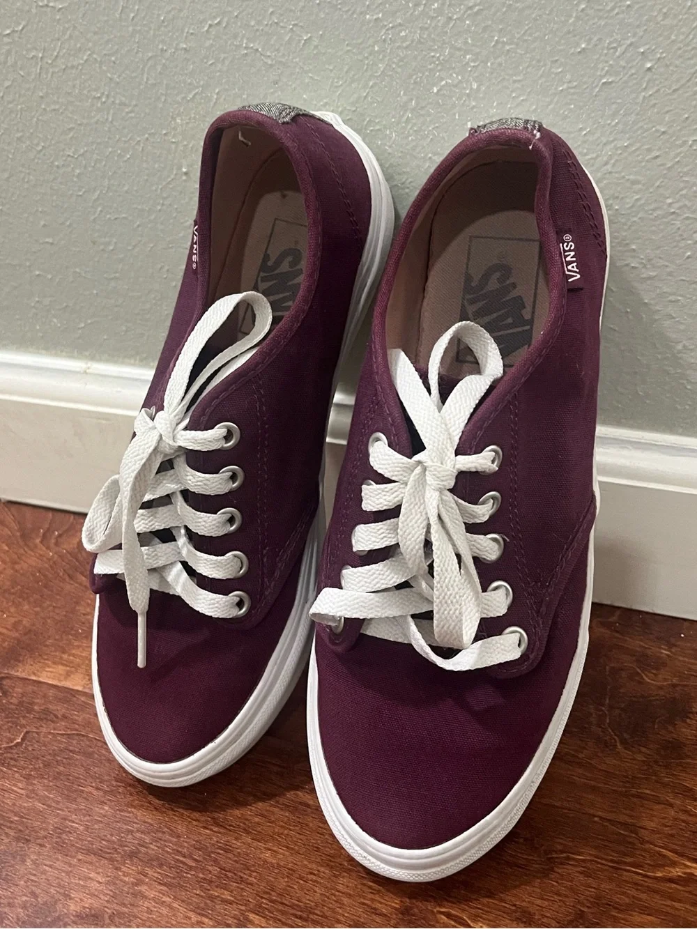 Vans Low-Top Canvas Sneakers in Plum and White